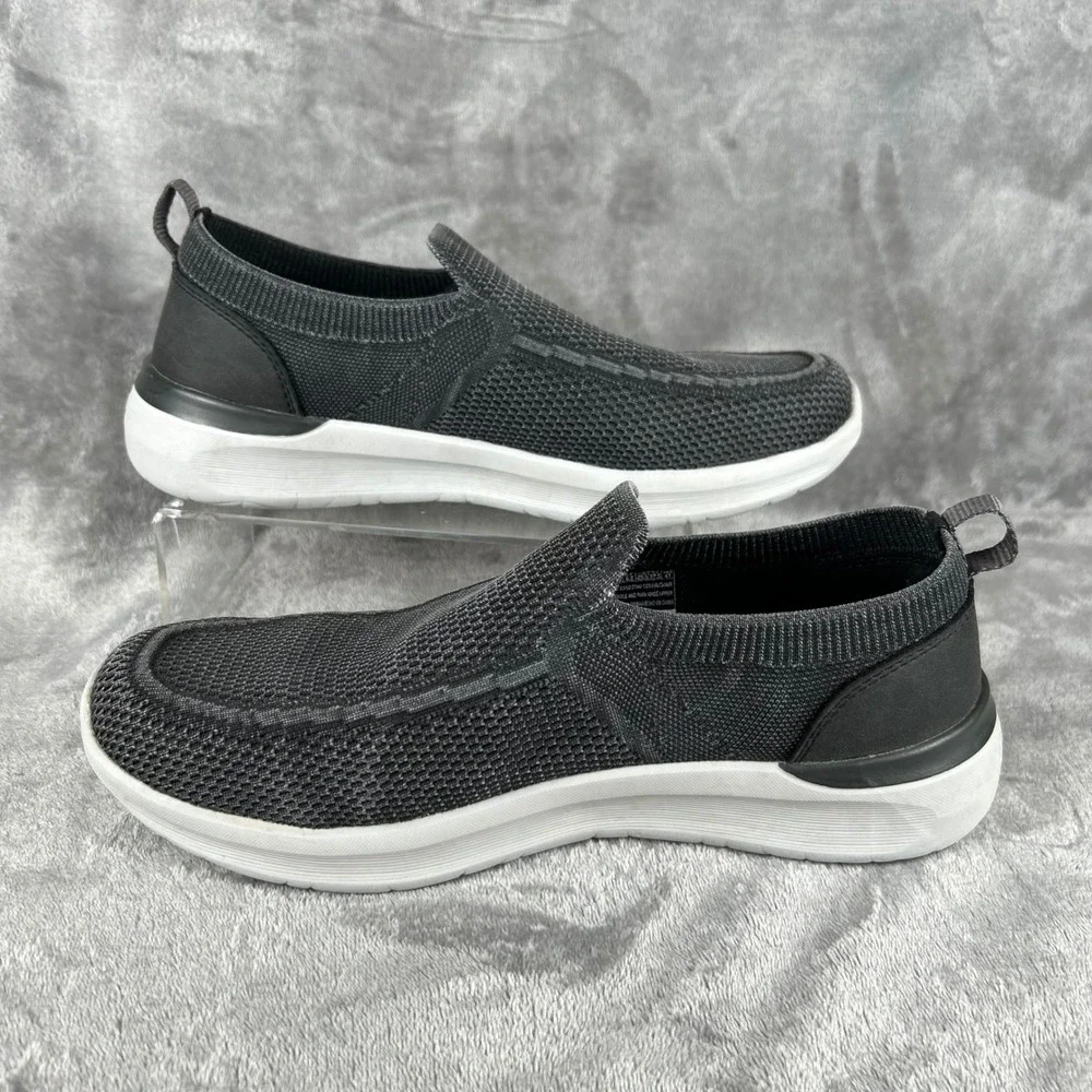 Skechers Relaxed Fit Mens 9.5 Wide Charcoal Gray Mesh Slip On Sneakers 210275W